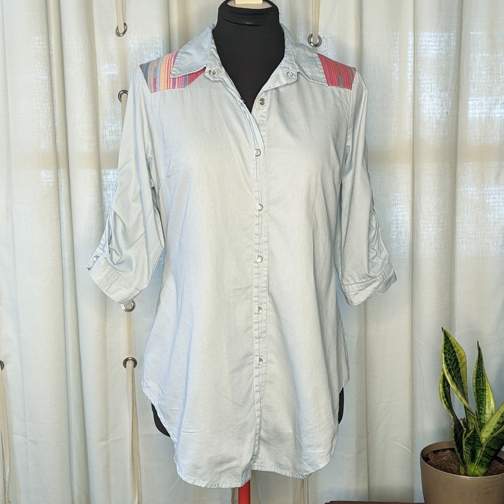 Band of Gypsies pale blue button down shirt Medium